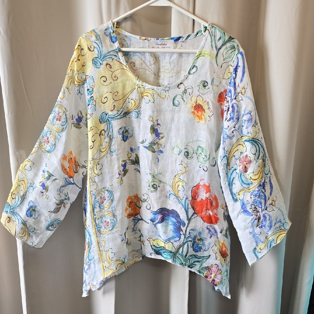 Orchidea Made In Italy Linen Blouse